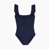 The Ruffle Seaway Square Neck One-Piece - Deep Sea