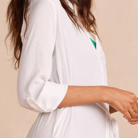 The Silky Luxe Long Effortless Shirtdress Cover-Up - Cloud White