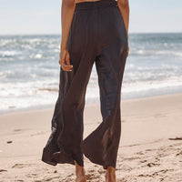 The Silky Luxe Palazzo Pants with Ties - Sea Urchin