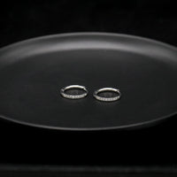 Thin Crystal Hoop Earrings - Silver