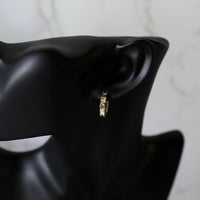 White Baguette Hoop Earrings