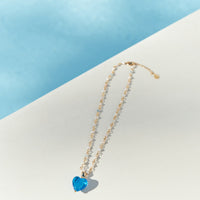 Heart You Necklace Blue