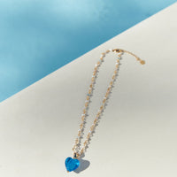 Heart You Necklace Blue