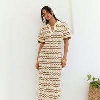 Cobble Stone Knit Maxi Dress Cream