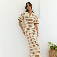 Cobble Stone Knit Maxi Dress Cream
