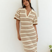 Cobble Stone Knit Maxi Dress Cream
