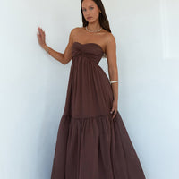 Unforgettable Style Strapless Maxi Dress Brown