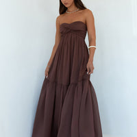 Unforgettable Style Strapless Maxi Dress Brown