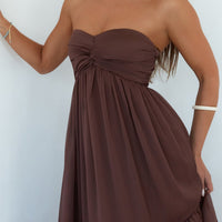 Unforgettable Style Strapless Maxi Dress Brown