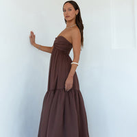 Unforgettable Style Strapless Maxi Dress Brown