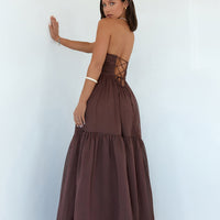 Unforgettable Style Strapless Maxi Dress Brown