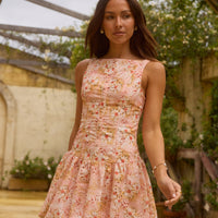Heavenly Drift Floral Mini Dress Pink