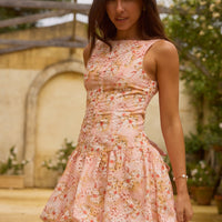 Heavenly Drift Floral Mini Dress Pink