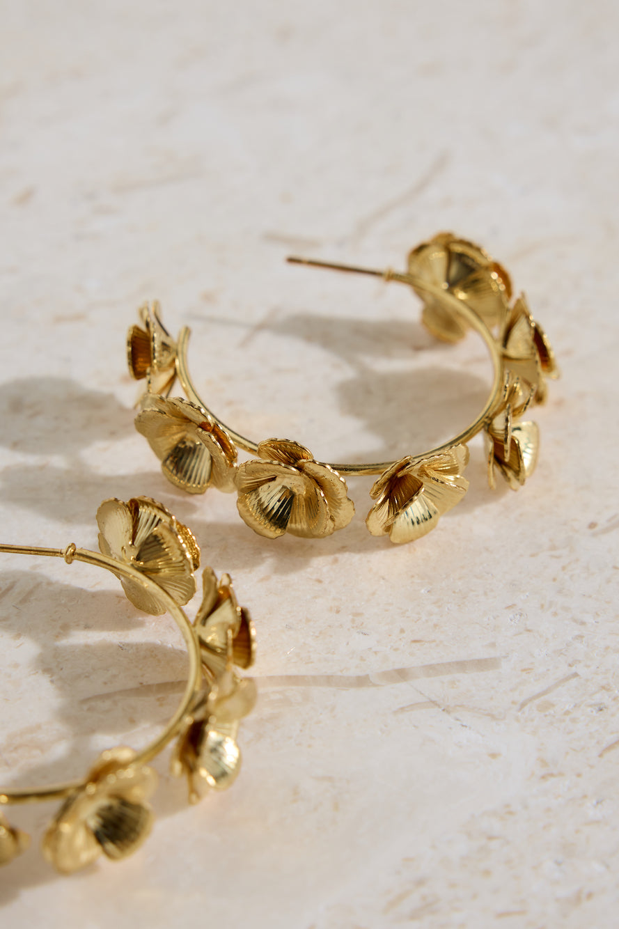 18k Gold Plated Flower Crown Earrings Gold