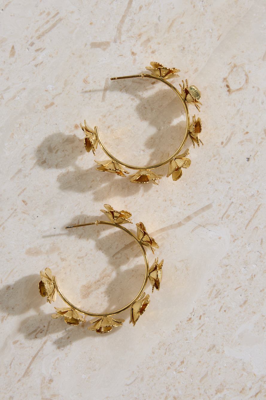 18k Gold Plated Flower Crown Earrings Gold
