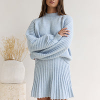 Season Of Dreams Knit Mini Skirt Blue