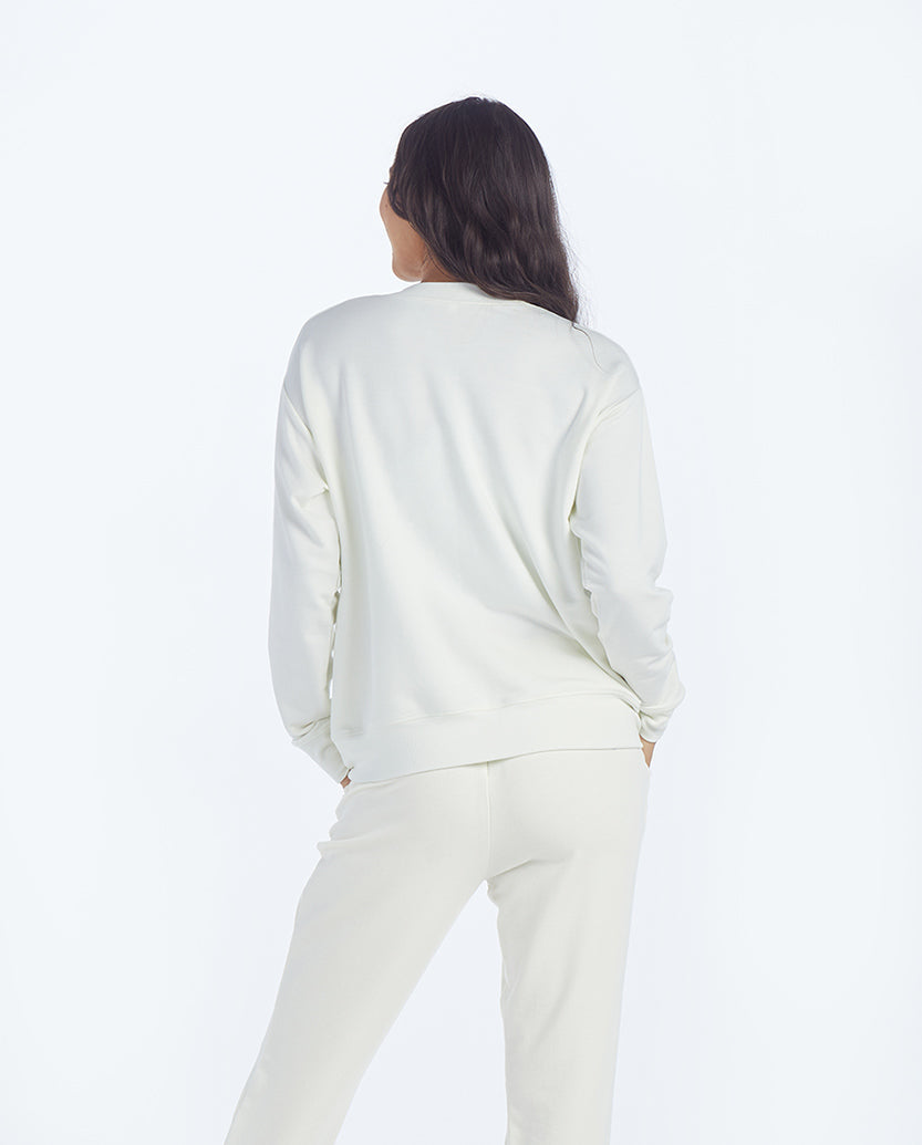 The Softest French Terry Relaxed Crew - White Sand