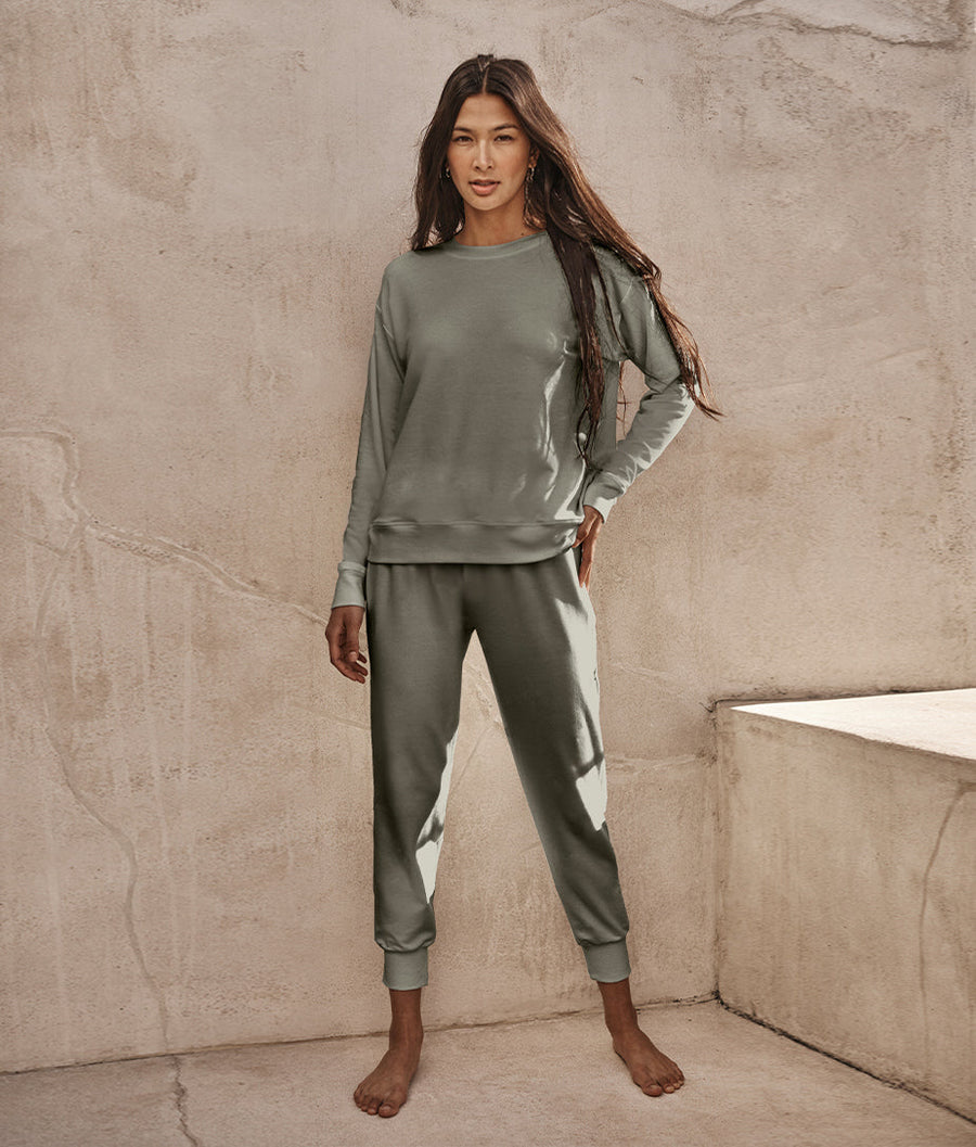 The Softest French Terry Jogger - Agave