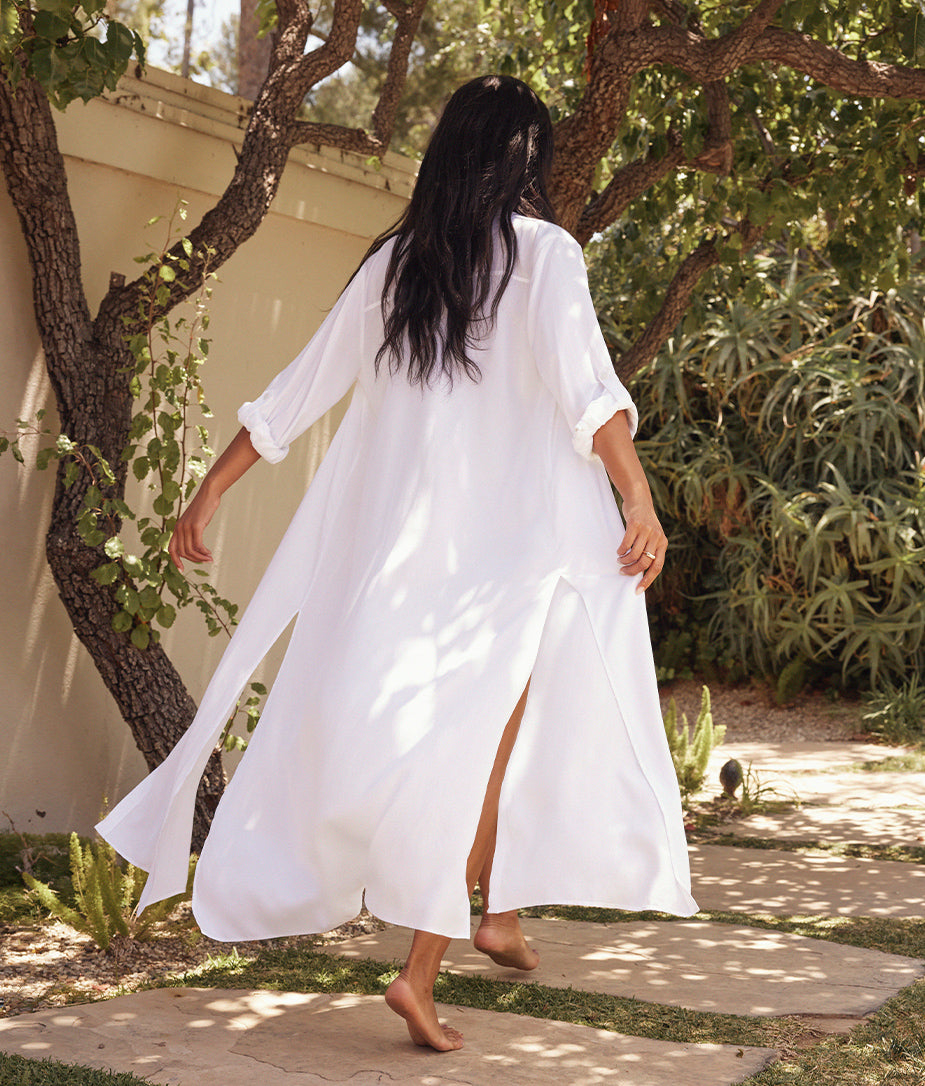 The Effortless Voile Shirtdress Cover-Up - White Sand