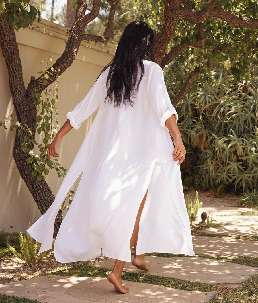 The Effortless Voile Shirtdress Cover-Up - White Sand