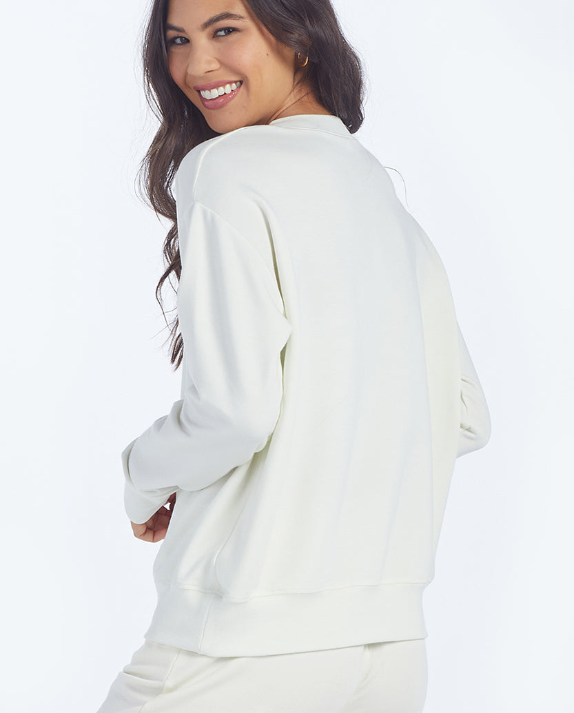 The Softest French Terry Relaxed Crew - White Sand