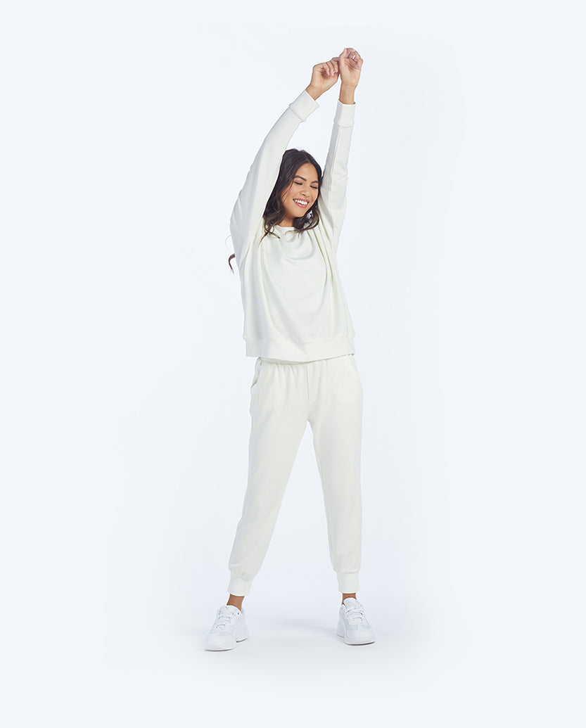 The Softest French Terry Relaxed Crew - White Sand