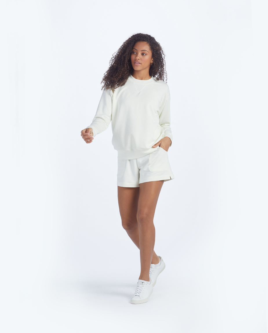 The Softest French Terry Relaxed Crew - White Sand