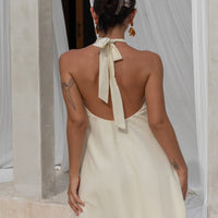 Coconut Sips Halter Mini Dress Yellow