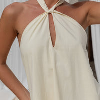 Coconut Sips Halter Mini Dress Yellow