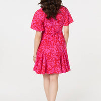Printed Angel Sleeve Knee Length Dress