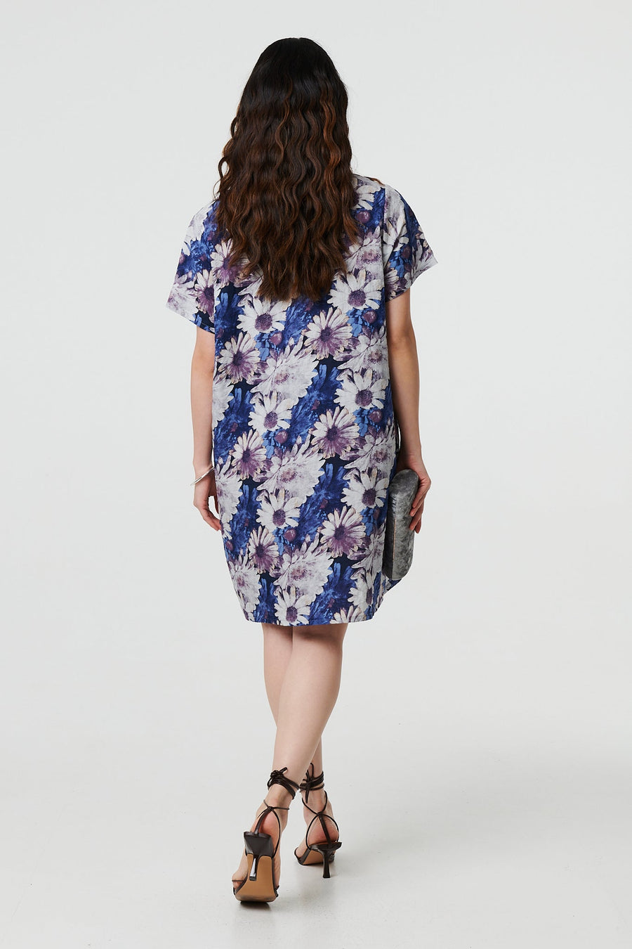 Floral Short Sleeve Knee Length Shift Dress