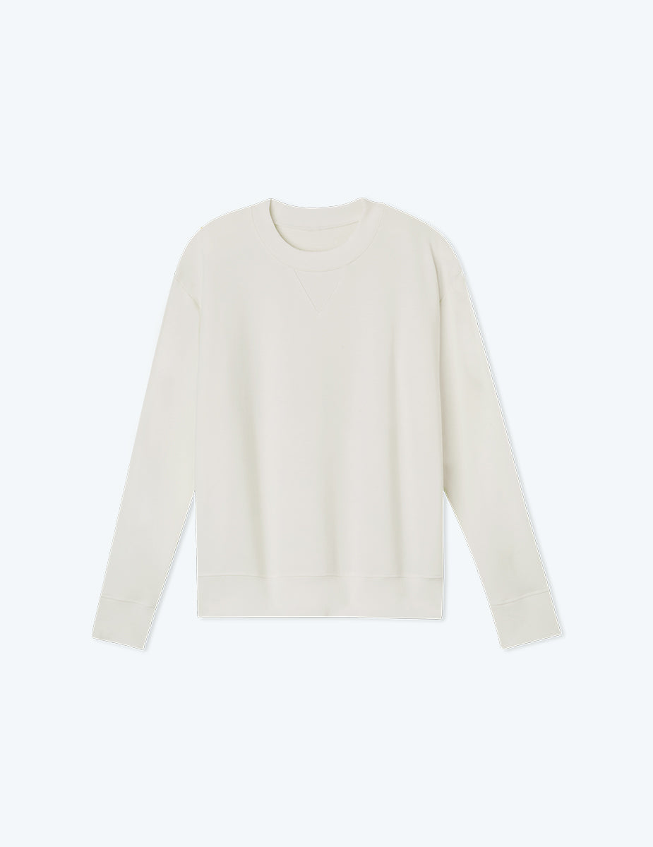 The Softest French Terry Relaxed Crew - White Sand