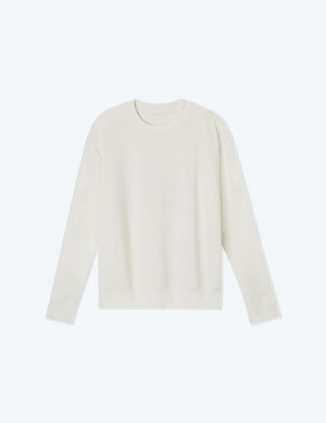 The Softest French Terry Relaxed Crew - White Sand