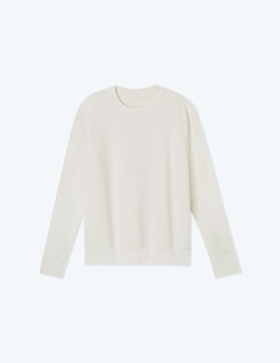 The Softest French Terry Relaxed Crew - White Sand