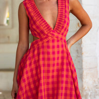FORTUNATE ONE Sunset Picnic Mini Dress Pink