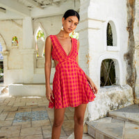 FORTUNATE ONE Sunset Picnic Mini Dress Pink