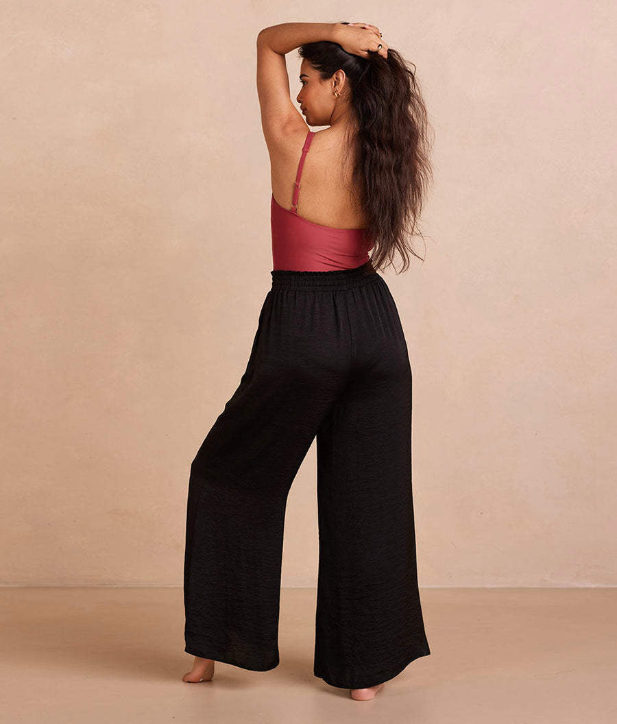 The Silky Luxe Palazzo Pants with Ties - Sea Urchin
