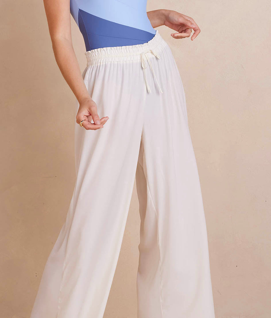 The Palazzo Pant With Ties - White Sand