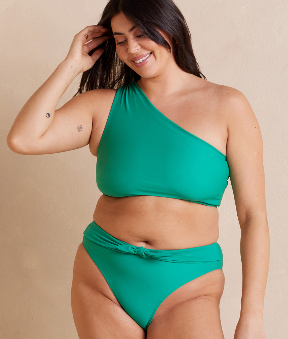 The Ruched Sidestroke Bikini Top - Seaglass