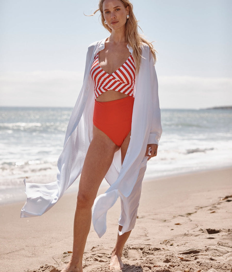The Silky Luxe Long Effortless Shirtdress Cover-Up - Cloud White