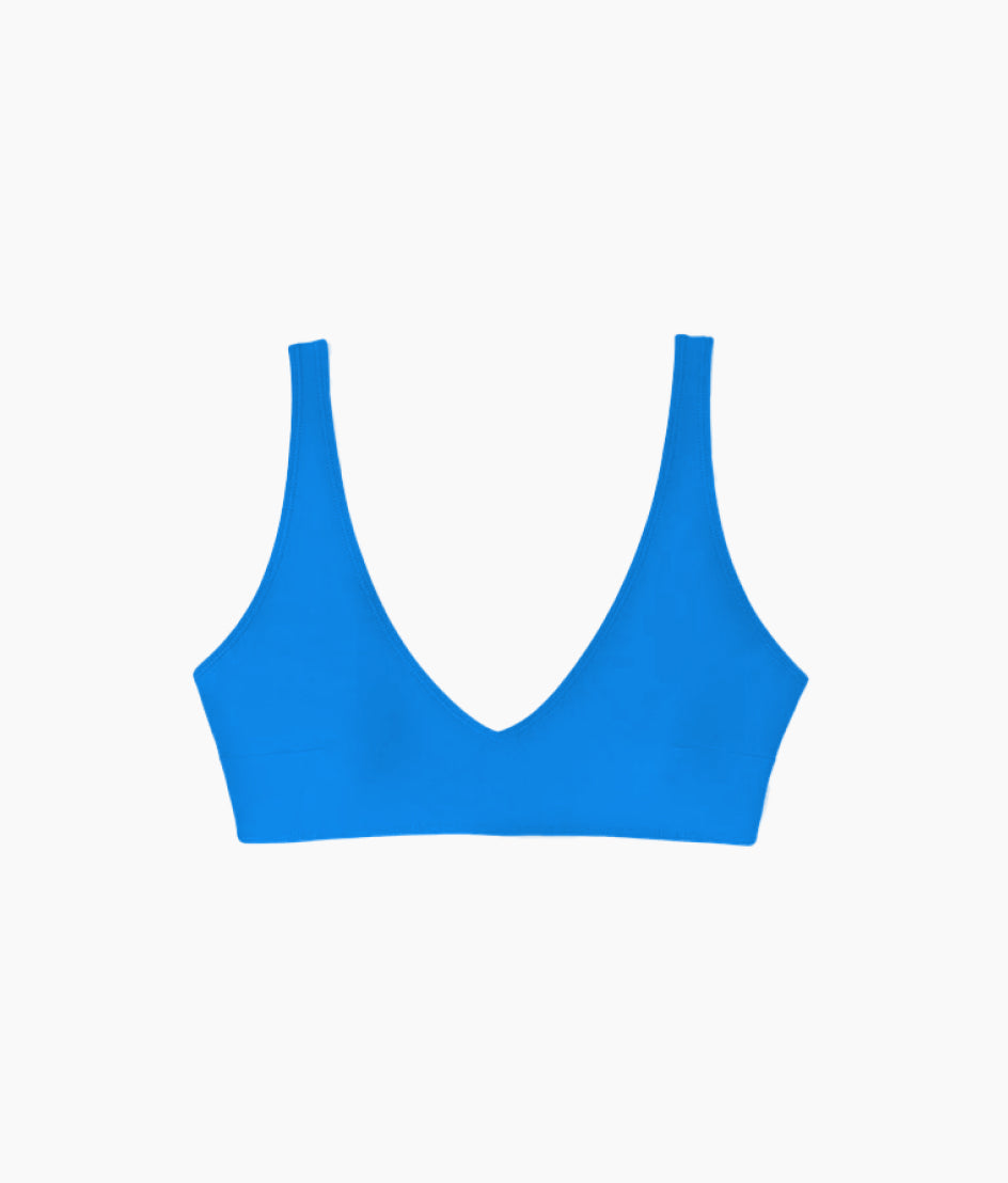 The Tide Scoop Neck Bikini Top - Azure