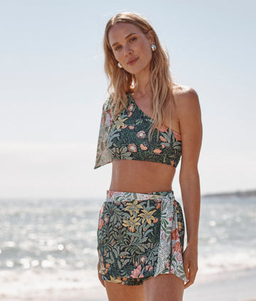 The Wrap Swim Skort - Bower in Seaglass & Watermelon