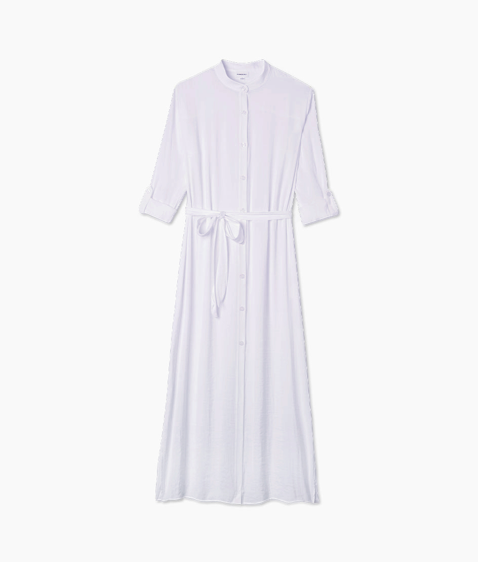 The Silky Luxe Long Effortless Shirtdress Cover-Up - Cloud White