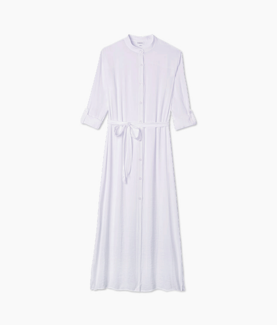 The Silky Luxe Long Effortless Shirtdress Cover-Up - Cloud White